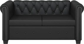 vidaXL Καναπέδες Chesterfield Διθέσιος + Τριθέσιος Μαύρο Συνθ. Δέρμα
