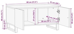 Τραπεζάκι Σαλονιού 80x51x40 εκ. από Μασίφ Ξύλο Ακακίας - Καφέ