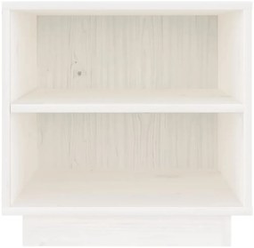 vidaXL Κομοδίνο Λευκό 40 x 34 x 40 εκ. από Μασίφ Ξύλο Πεύκου