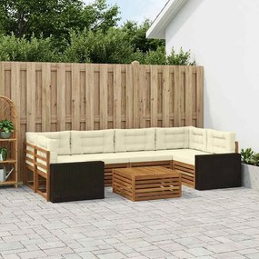vidaXL Σειρά Καναπέ Εξωτερικού 7 pcs Φυσικό και Κρέμα Πολυεστέρας