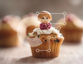 Σετ των 2 Intra Συλλεκτικό Ξύλινο Παζλ Plywood 4mm - Cupcake με αξιολάτρευτη διακόσμηση για το κοριτσάκι Σε Ξύλινο Κουτί - Διαστάσεις: 10x10 cm – 25 κομμάτια