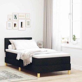 vidaXL Κρεβάτι με Σκελετό με Μαξιλάρι Μαύρο 90x200 cm Ύφασμα