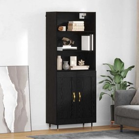vidaXL Highboard Μαύρη δρυς 69,5 x 34 x 180 εκ. Επεξεργασμένο ξύλο