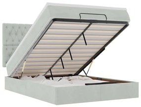 vidaXL Οθωμανικό κρεβάτι με στρώματα & LEDs Ανοιχτό γκρι Βελούδο