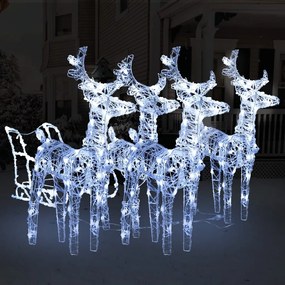 vidaXL Τάρανδοι Χριστουγεννιάτικοι με Έλκηθρο 240 LED Ακρυλικό