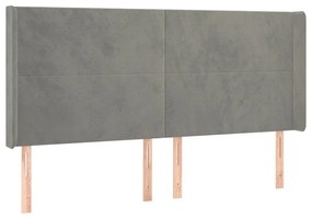 Κεφαλάρι Κρεβατιού LED Ανοιχτό Γκρι 163x16x118/128εκ. Βελούδινο - Γκρι