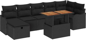 vidaXL Σετ Καναπέ Κήπου με αποθήκευση 8 pcs Μαύρο Πολυ ράταν
