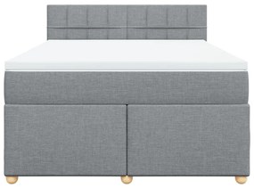 Κρεβάτι Boxspring με Στρώμα Αν. Πράσινο 160x200εκ Υφασμάτινο - Γκρι