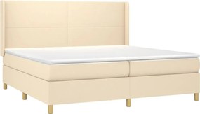 vidaXL Κρεβάτι Boxspring με Στρώμα &amp; LED Κρεμ 200x200 εκ. Υφασμάτινο
