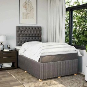 vidaXL Κρεβάτι Boxspring με Στρώμα Taupe 120x190 εκ. Υφασμάτινο