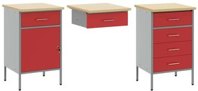 vidaXL Ντουλάπα Εργασίας με συρτάρι 3 pcs Κόκκινο 150 x 55 x 85 εκ