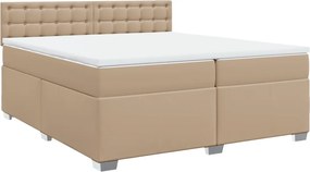 vidaXL Κρεβάτι Boxspring με Στρώμα Καπουτσίνο 200x200εκ.από Συνθ.Δέρμα