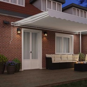 vidaXL Αναδιπλούμενη τέντα Λευκό 500 x 350 εκ Ύφασμα και αλουμίνιο