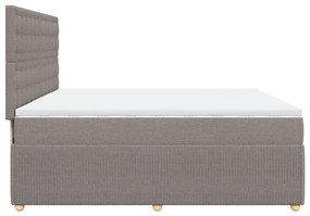 Κρεβάτι Boxspring με Στρώμα Taupe 200x200 εκ. Υφασμάτινο - Μπεζ-Γκρι