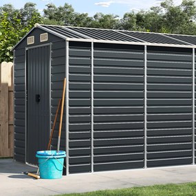 vidaXL Αποθήκη Κήπου Ανθρακί 191x555x198 εκ. Γαλβανισμένο Ατσάλι