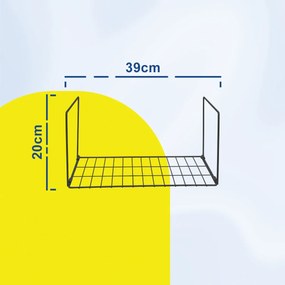 Κρεμαστό Μεταλλικό Ράφι 39x19x20cm Άσπρο ή Μαύρο - Μαύρο