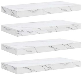 vidaXL Ράφι Τοίχου Επιτοίχιο 4 pcs Λευκό Μάρμαρο 50 x 23,5 x 4 εκ