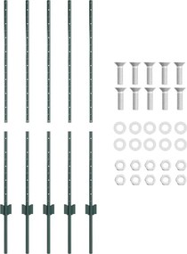 vidaXL Στύλος Περιφράξεων 5 pcs Πράσινο 120 cm Ατσάλι