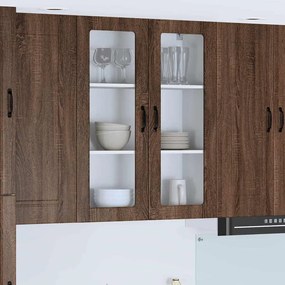 vidaXL Κρεμαστό ντουλάπι κουζίνας με πόρτα Καφέ δρυς 80 x 31 x 100 εκ.