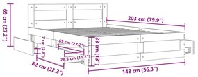 Πλαίσιο Κρεβατιού με Κεφαλάρι Sonoma Δρυς 140x200εκ. Επεξ. Ξύλο - Καφέ