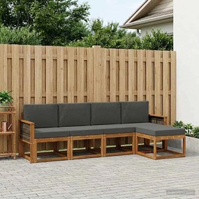 vidaXL Σειρά Καναπέ Εξωτερικού 5 pcs Φυσικό και Ανθρακί Πολυεστέρας