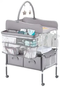 VEVOR Foldable Baby Changing Diaper Station with Side Basket &amp; Hanging Rod Gray