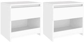 vidaXL Κομοδίνα 2 τεμ. Λευκά 40 x 30 x 39 εκ. από Επεξ. Ξύλο