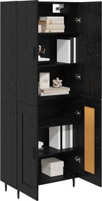 vidaXL Highboard 2 pcs Μαύρη δρυς Σύνθετο Ξύλο και Γυαλί