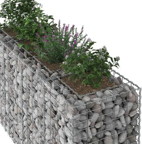 vidaXL Ανασηκωμένο κρεβάτι gabion Ασημί