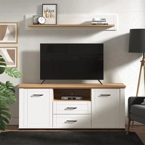 Έπιπλο Τηλεόρασης Valencia TV 160 Λευκό - Artisan Oak - Λευκό Μάτ 161x41x66.5 εκ. 161x41x66.5 εκ.