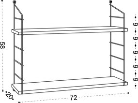 Ράφι Τοίχου Καρυδί BEGULUR 72x20x58