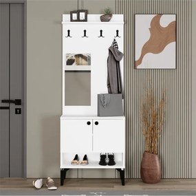 Stewehome Ντουλάπα εισόδου με καθρέφτη και παπουτσοθήκη Λευκό 70x35.3x189 cm