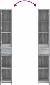 vidaXL Ντουλάπι Μπάνιου Γκρι Sonoma 30 x 33 x 190 εκ.