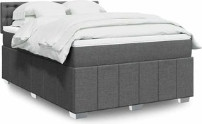 vidaXL Κρεβάτι Boxspring με Στρώμα Σκούρο Γκρι 140x190 εκ. Υφασμάτινο