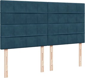 vidaXL Κρεβάτι Boxspring με Στρώμα Μπλε 180x200 εκ. Βελούδινο
