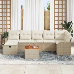 vidaXL Σετ Καναπέ Κήπου με μαξιλάρι 8 pcs Μπεζ Πολυ ράταν