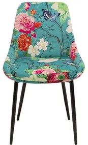 Καρέκλα East Side Flower Fever Βελούδο Πολύχρωμη 48*55*85.5εκ. - Μπλε