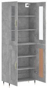 vidaXL Ντουλάπι Γκρι Σκυροδέματος 69,5x34x180 εκ. Επεξεργασμένο Ξύλο