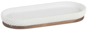 Δίσκος Μπάνιου Polyresin Stripes AH-BA25142 26x11x3cm White-Natural Andrea House Polyresin,Ξύλο