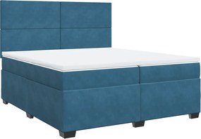 vidaXL Κρεβάτι Boxspring με Στρώμα Μπλε 200x200 εκ. Βελούδινο