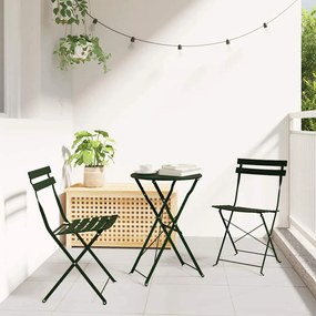 vidaXL Φορητό Σετ Μπιζερί 3 pcs Σκούρο πράσινο Ατσάλι