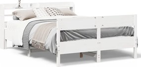 vidaXL Σκελετός Κρεβ. Χωρίς Στρώμα Λευκό 160x200 εκ Μασίφ Πεύκο