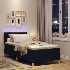 vidaXL LED Κρεβάτι με βάθρο με κεφαλάρι Μαύρο 100 x 200 cm ύφασμα
