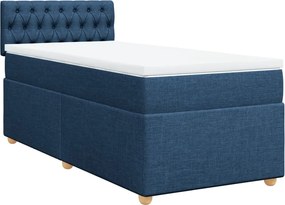 vidaXL Κρεβάτι Boxspring με Στρώμα Μπλε 100 x 200 εκ. Υφασμάτινο