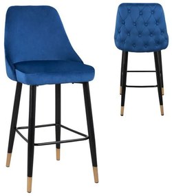 Bar Stool SERENITY  Velvet Blue with metallic frame 51x57x110cm