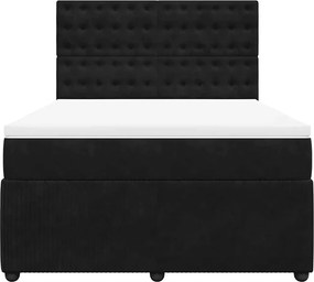 vidaXL Κρεβάτι Boxspring με Στρώμα Μαύρο 140x190 εκ. Βελούδινο