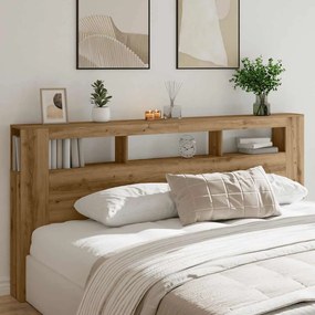 vidaXL LED κεφαλάρι Artisan Oak 220x18,5x103,5 cm Κατασκευασμένο ξύλο