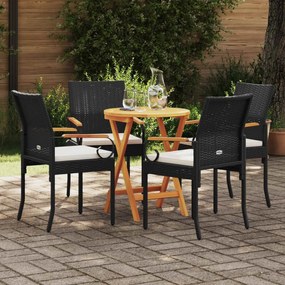 vidaXL Καρέκλες Κήπου με μαξιλάρι 4 pcs Μαύρο και Κρεμ Λευκό