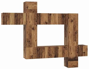 vidaXL Σετ επίπλου τηλεόρασης 10 pcs Παλαιό ξύλο 30.5 x 30 x 90 cm