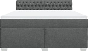 vidaXL Κρεβάτι Boxspring με Στρώμα Σκούρο Γκρι 180x200 εκ Υφασμάτιν